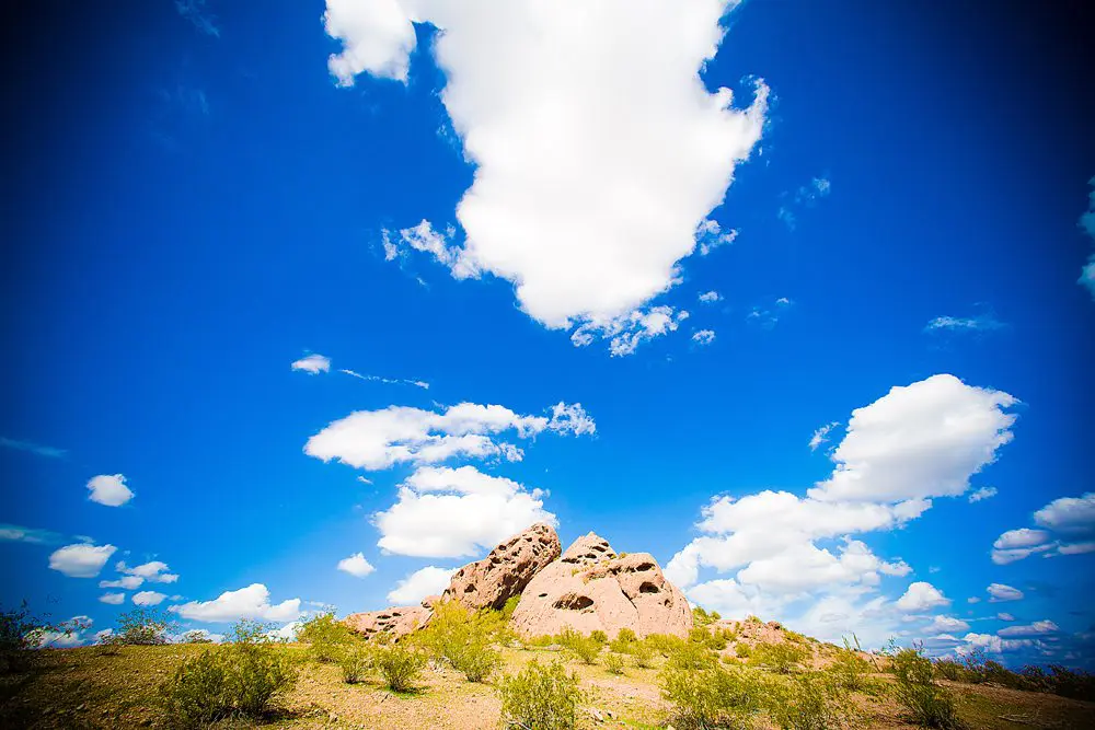 blue sky beautiful shot of papago park