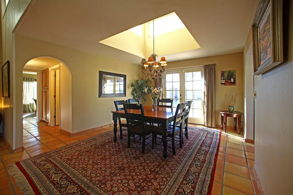 dining room with beautiful skylight