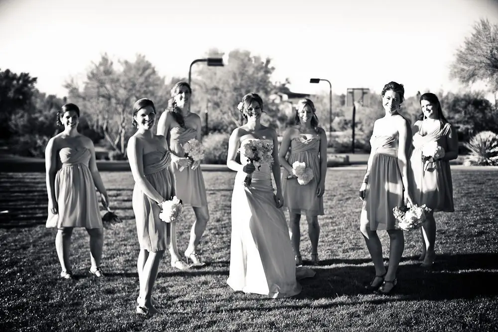 the ladies cool black and white photograph of the bride and bridesmaid