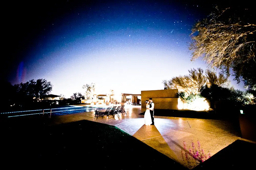 night shoot by pool phoenix in the background