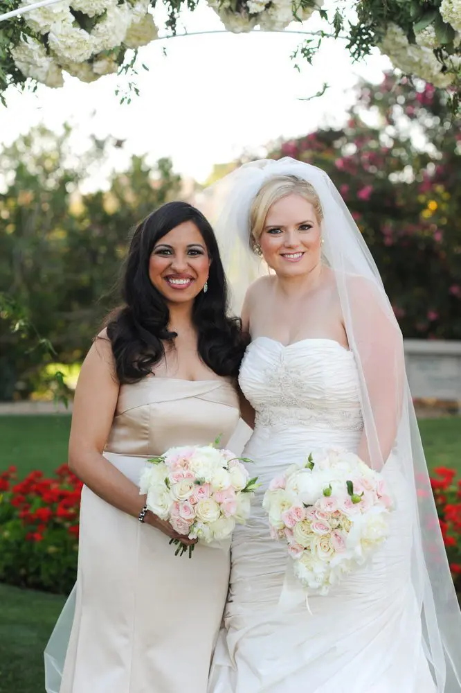 bride and bridesmaid phoenix biltmore cute formal photo