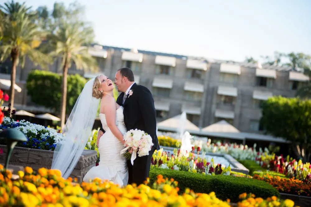 laughing during couple portraits arizona biltmore wedding