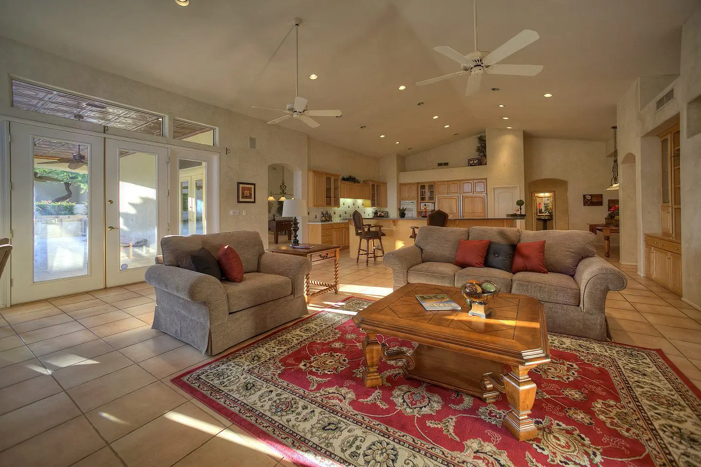 Family room and kitchen