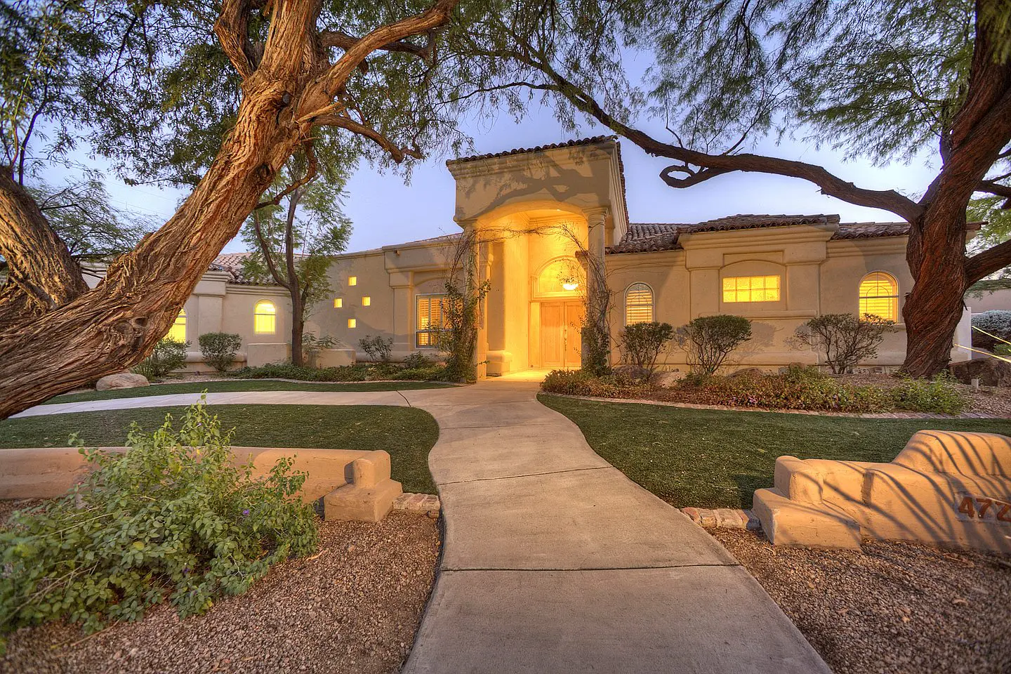 front yard at sunset