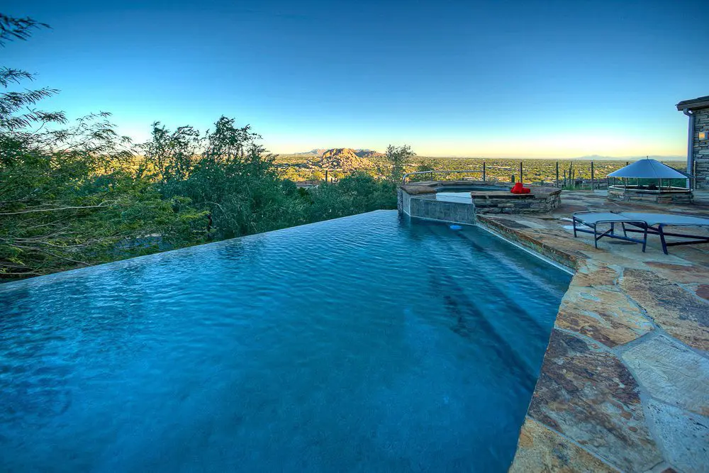 pool at sunset