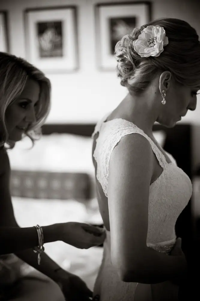 putting the dress on