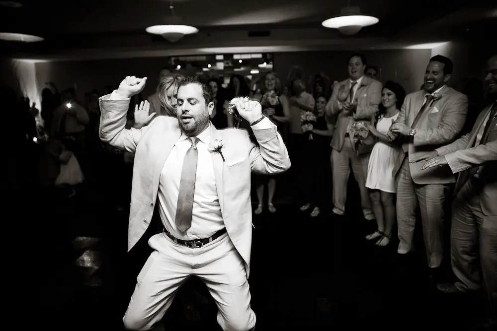 the wedding party rocking out