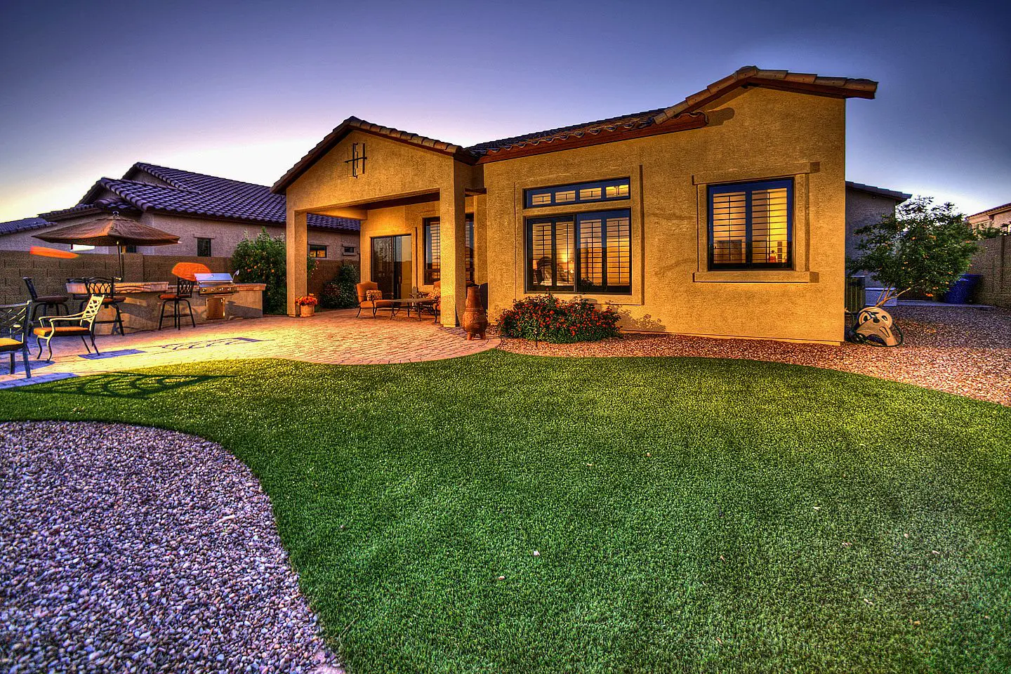 backyard at twilight
