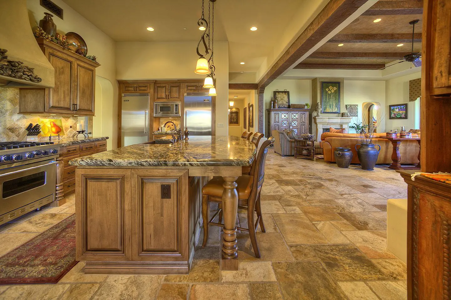 kitchen and living room