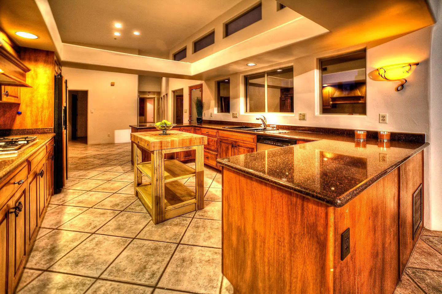 night shot of kitchen
