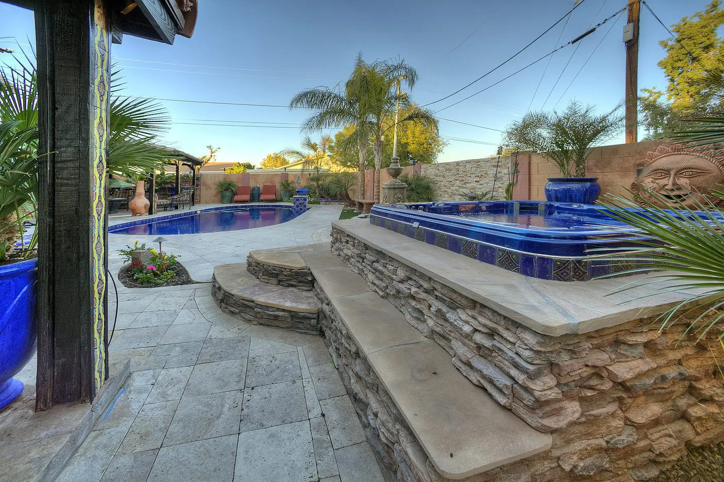hot tub and backyard view