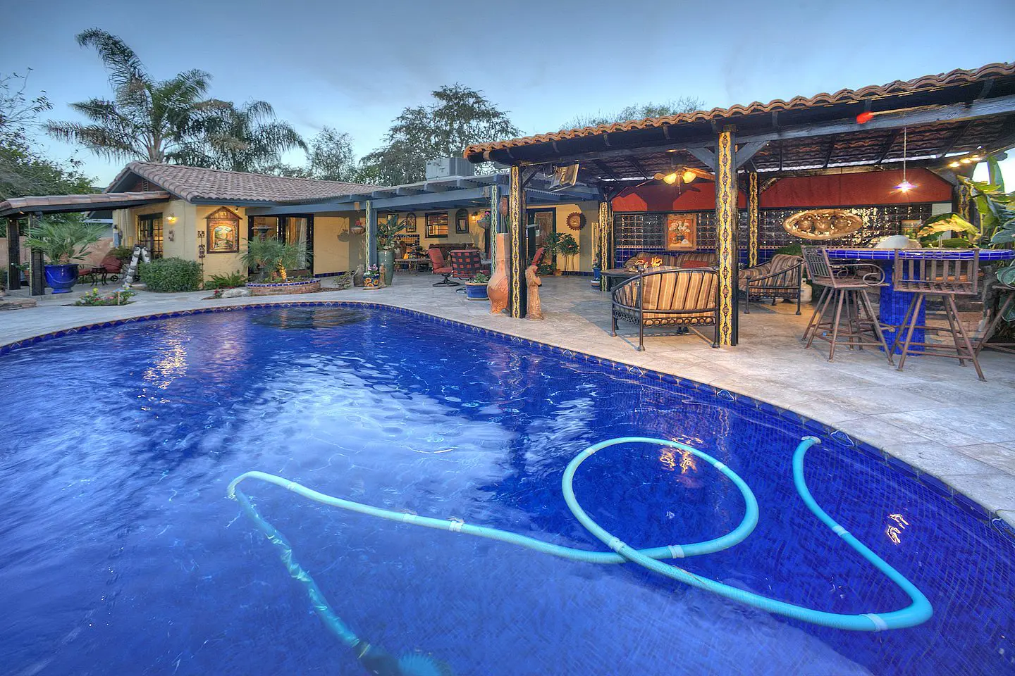 pool at sunset