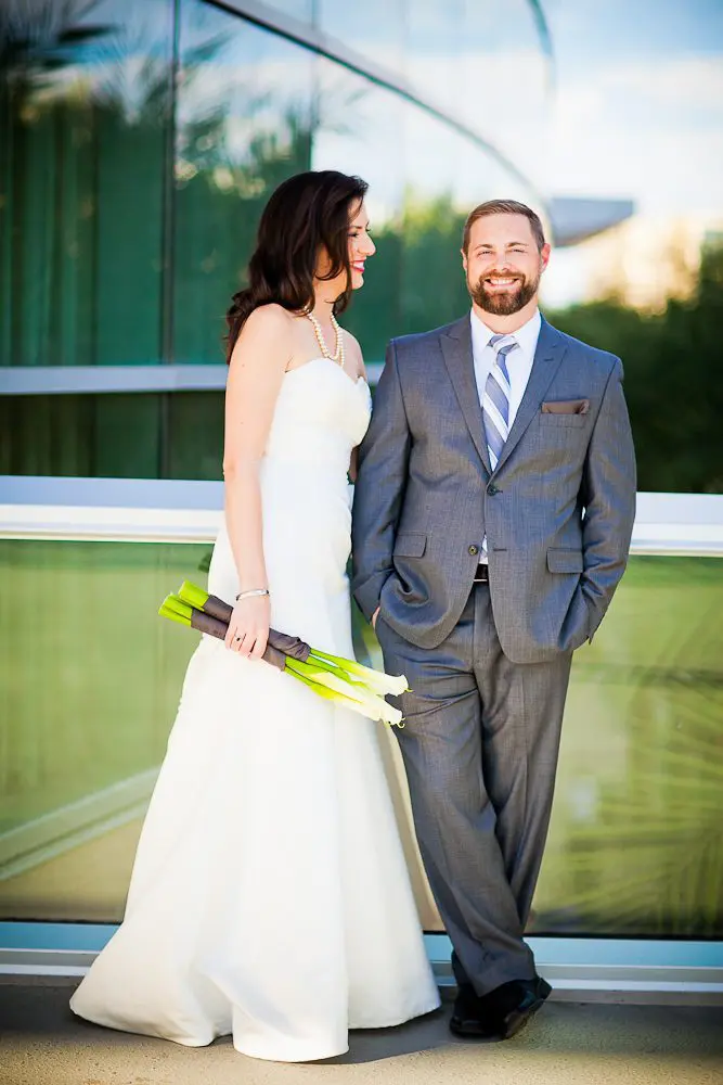 the bride smiles at the groom