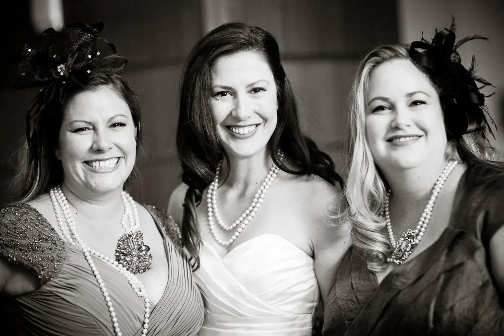 the bride with her bridesmaids