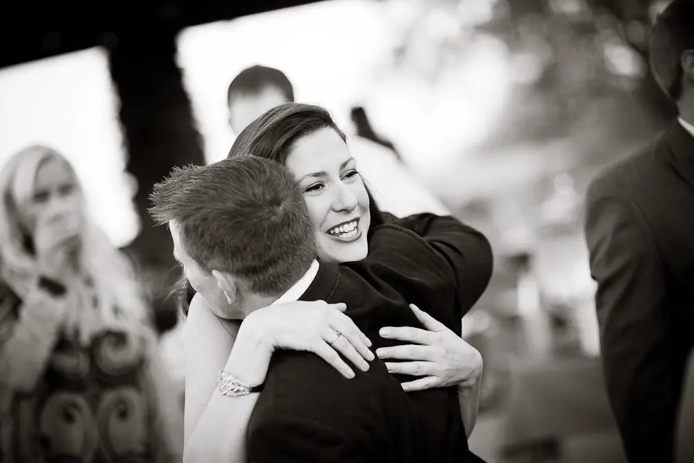the bride greets guests
