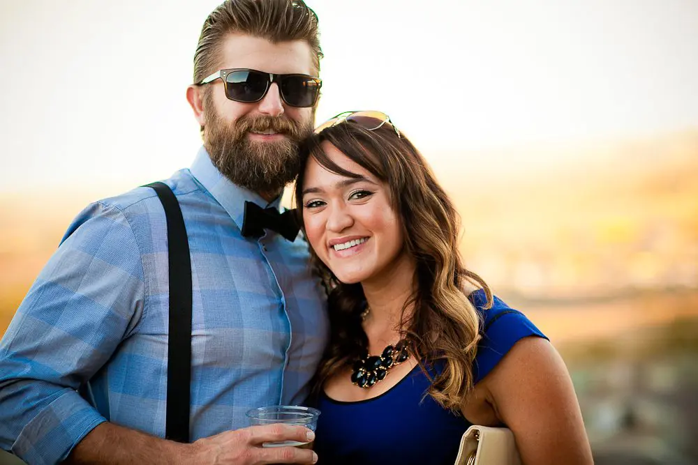 a cute couple smiling for the camera