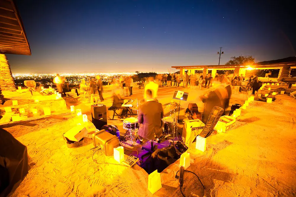 wide night shot of the wedding