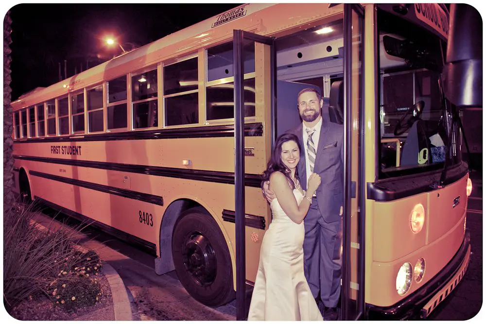 getting off the bus for the after party