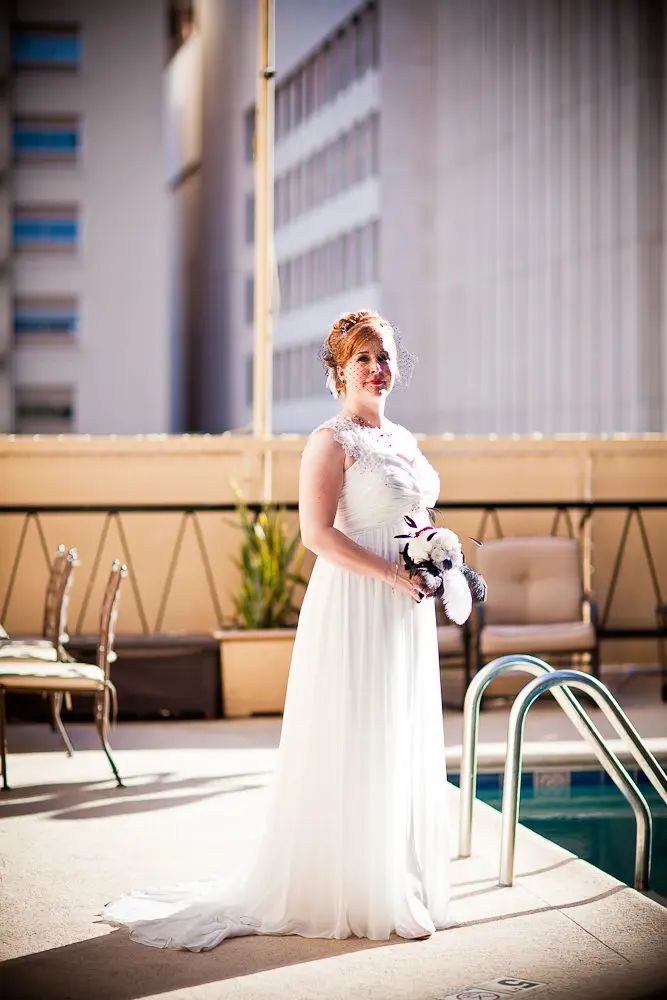 full length bride portrait on the roof