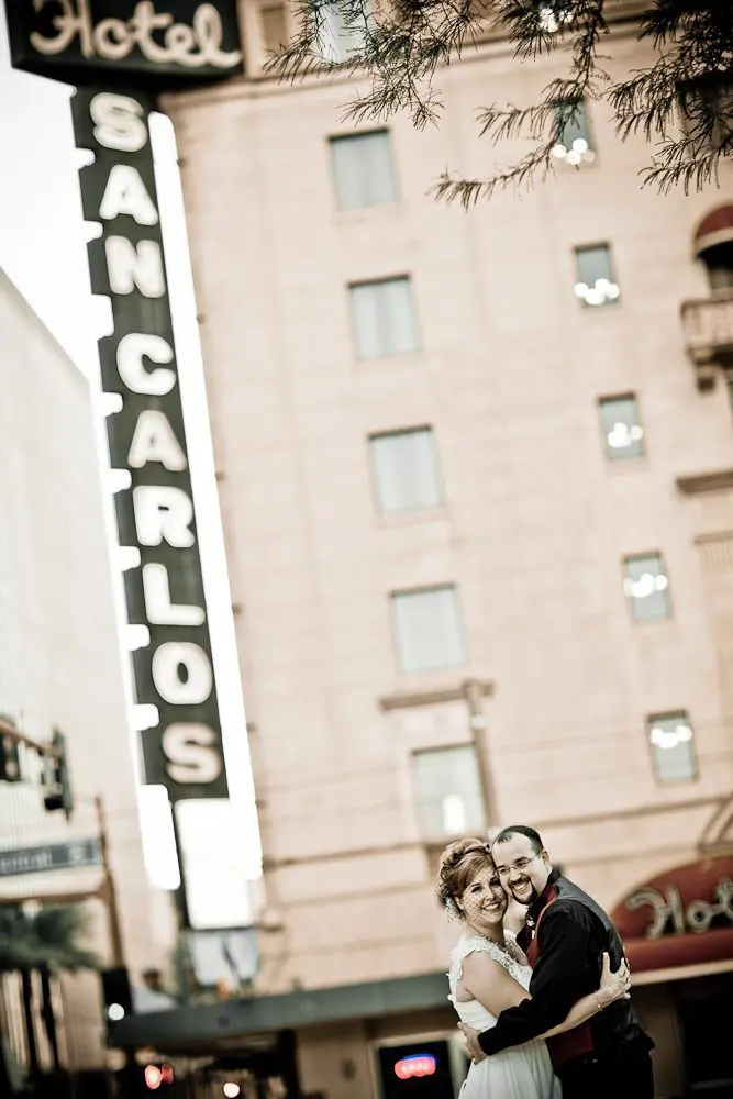 cool downtown wedding shot