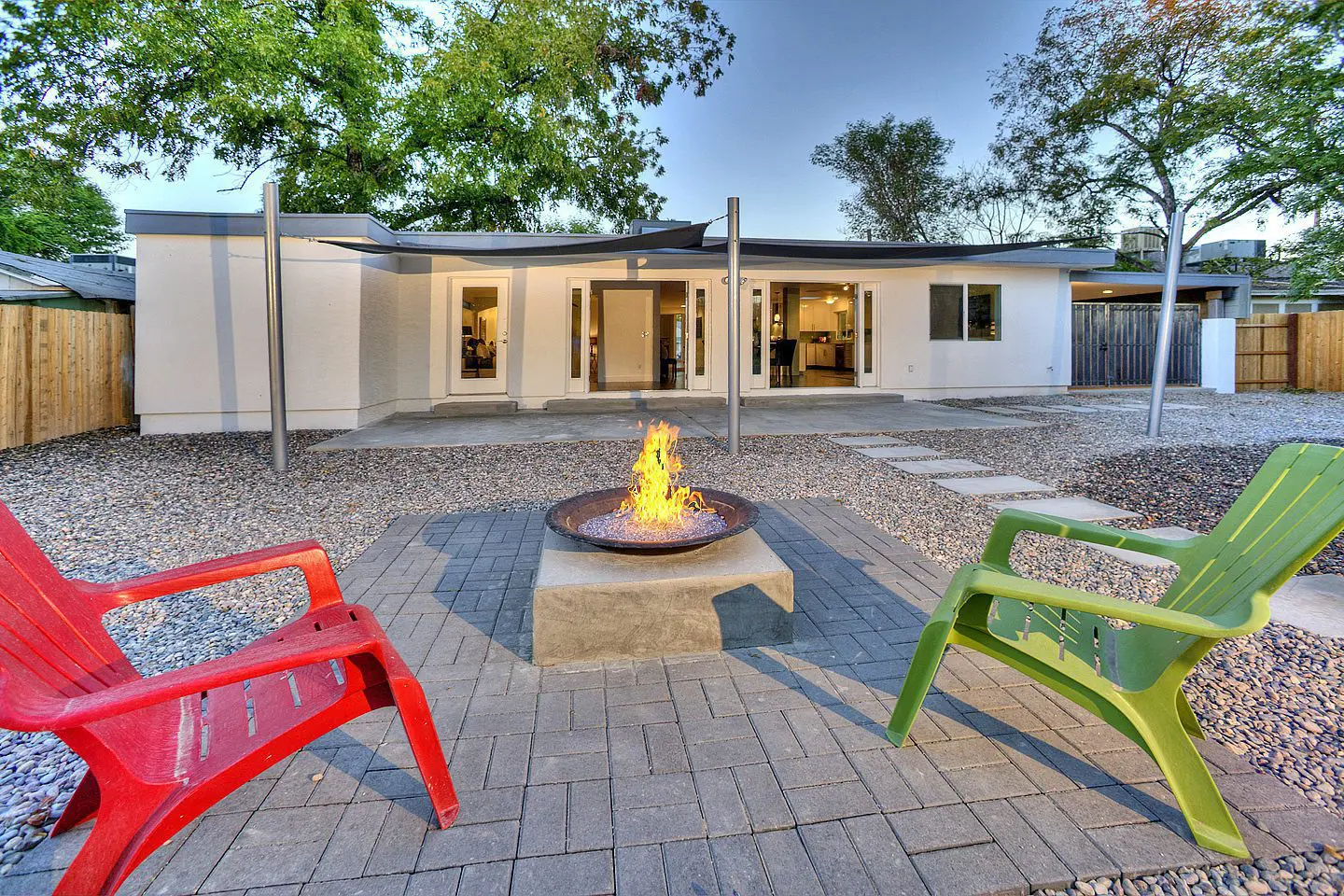 firepit looking back at the house