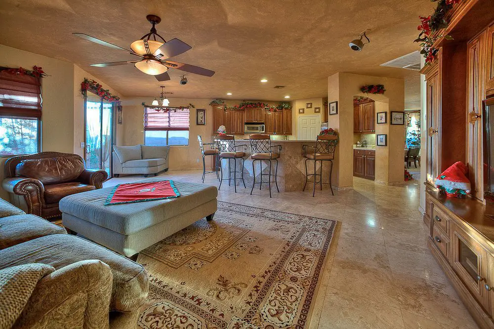 family room and kitchen