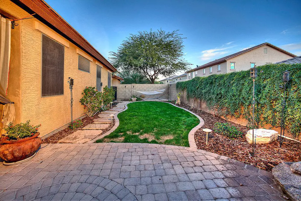 night shot of the backyard