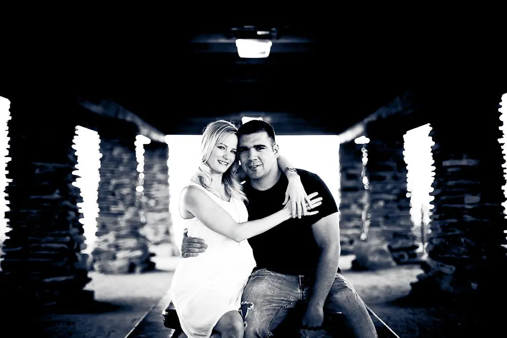 engagement photos at the big ramada at south mountain park