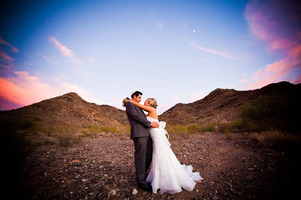 wide shot with the Phoenix Mountain Preserve in the background