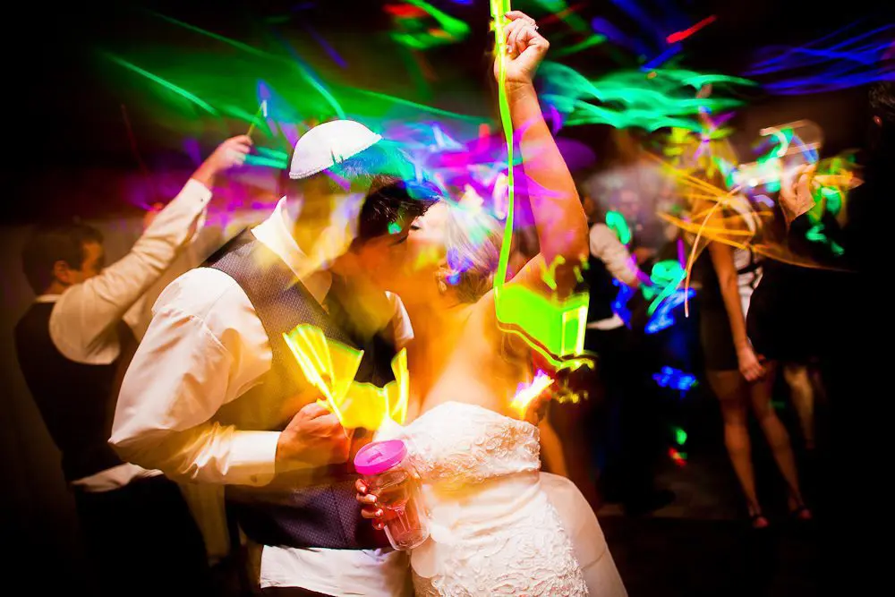 kissing during the sparkler dance