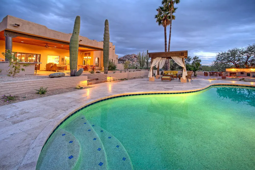 the backyard at night