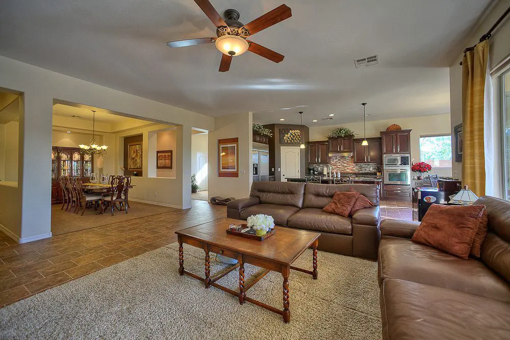 family or living room looking towards the kitchen and dining area