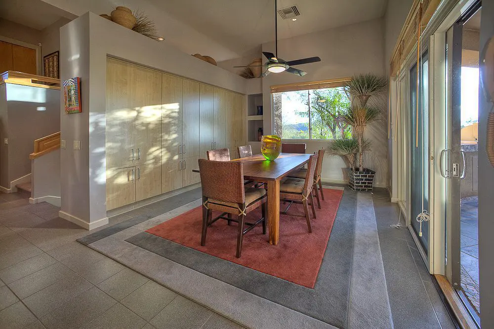 breakfast area with built in cabinets
