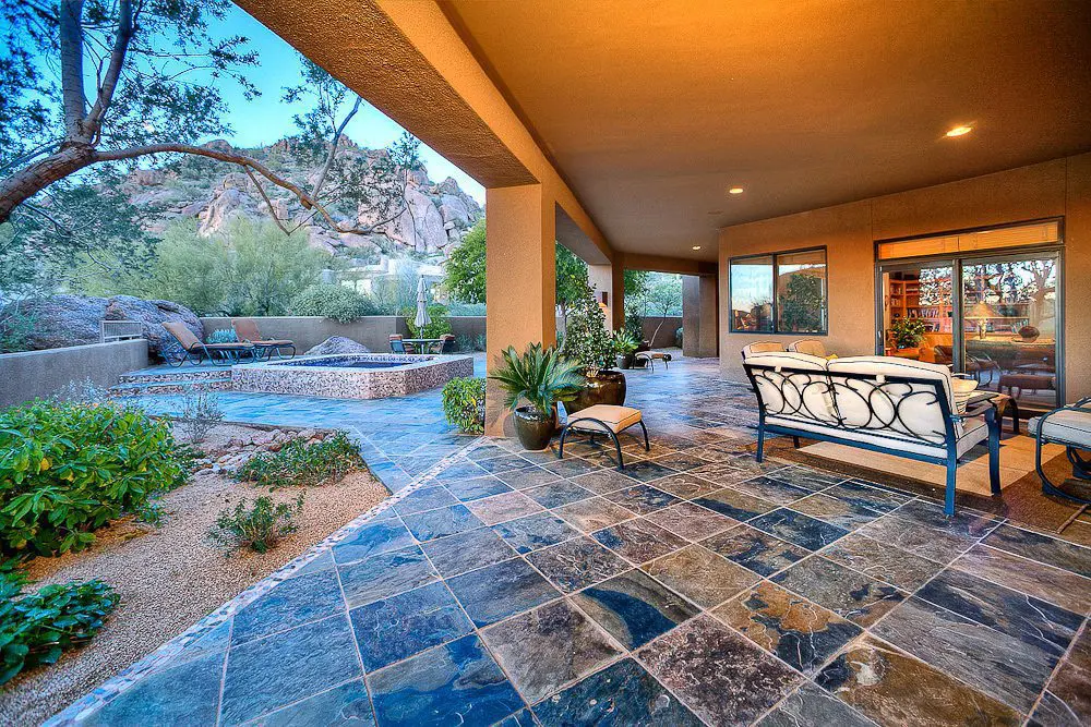 back patio with mountain views