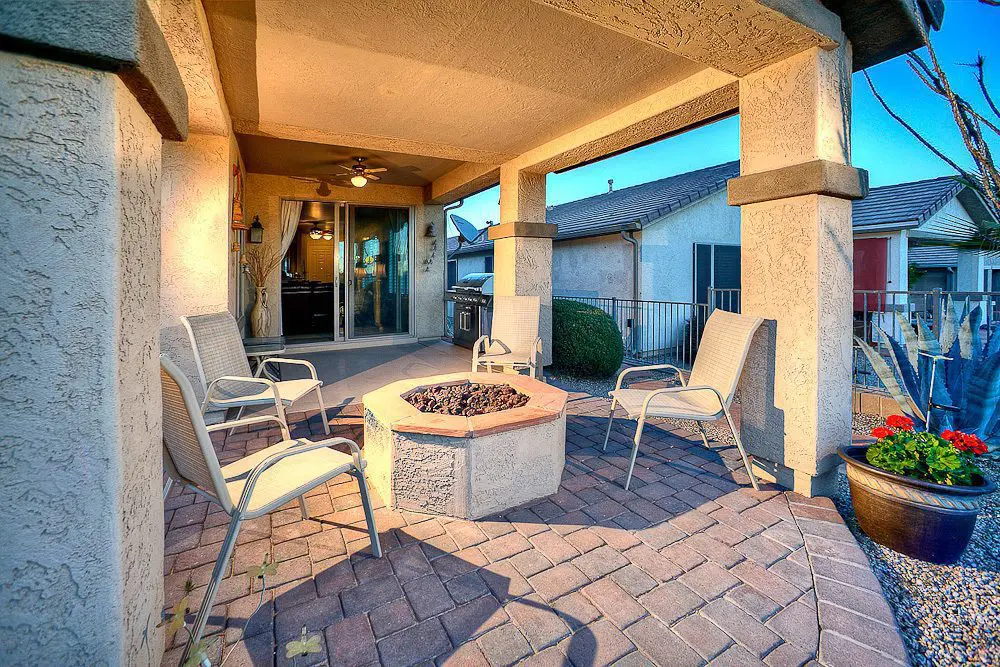 gas fireplace in outdoor space