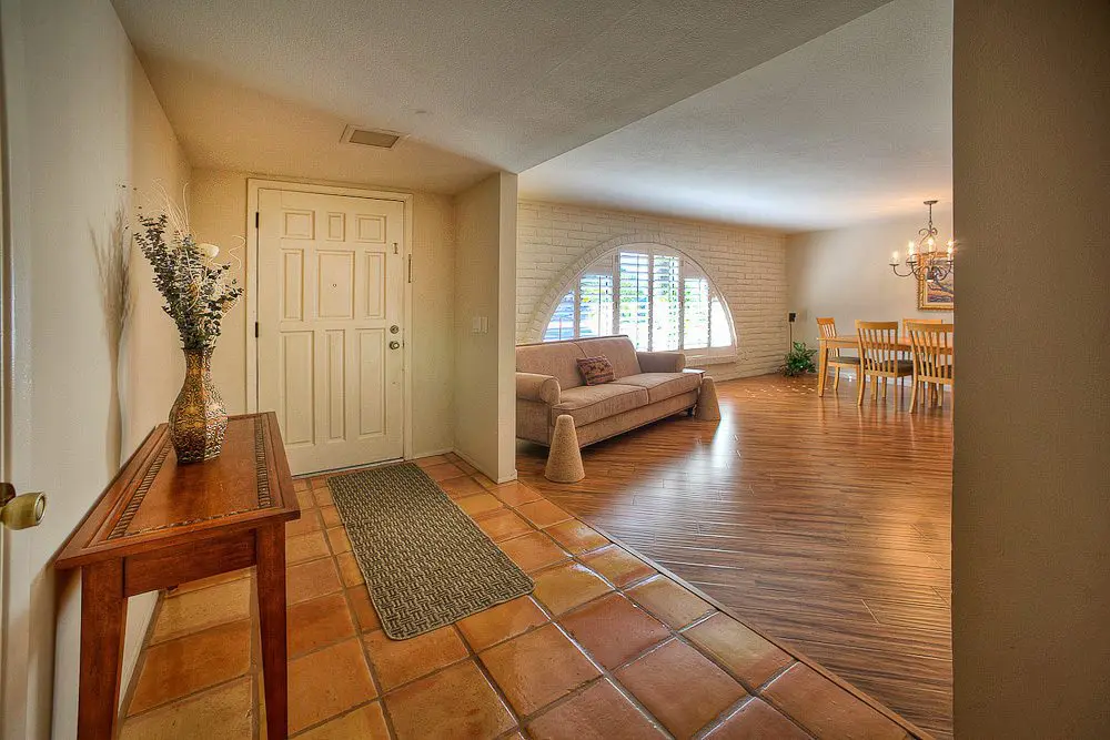front door and living room