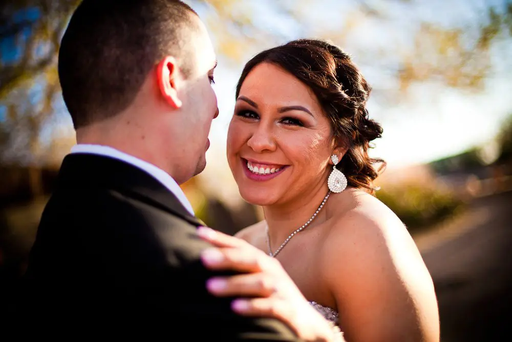 the bride smiling at the camera