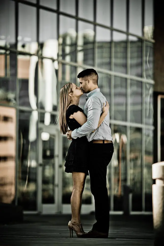 kissing with window reflections