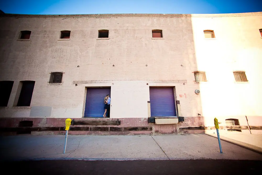 on the side of the warehouse