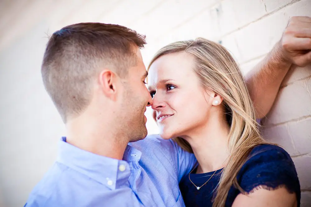up close smiling at one another