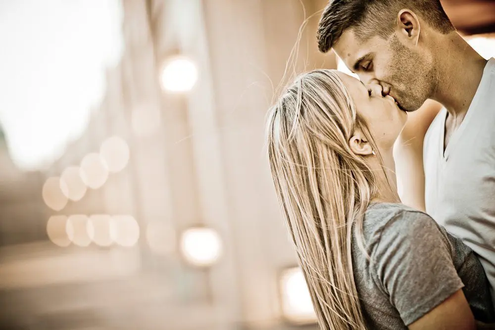 cool couple kissing photo