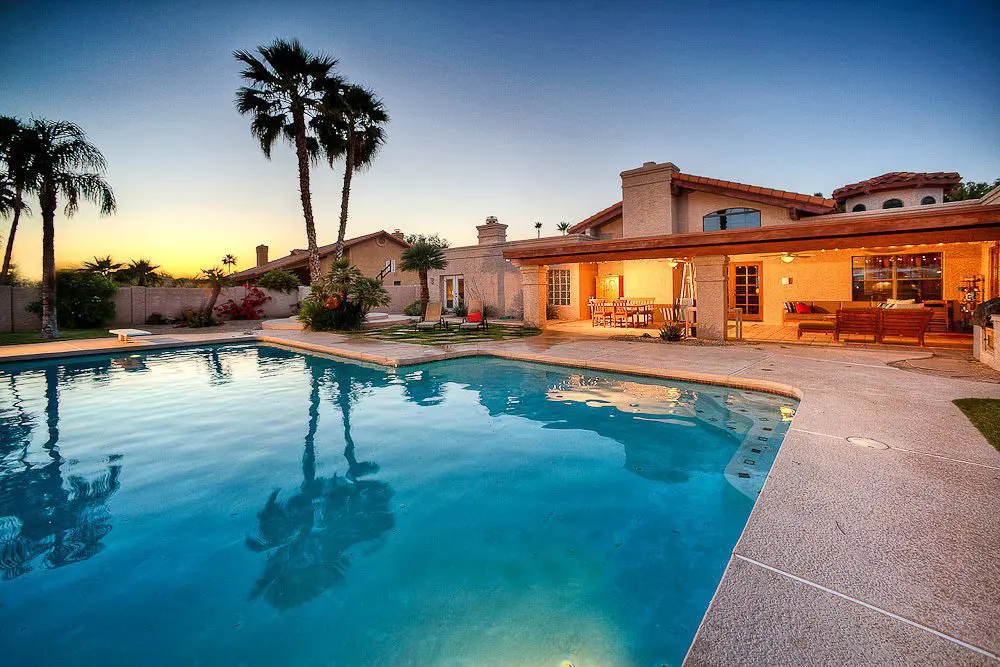 Phoenix Real Estate Photography sunset shot of the backyard