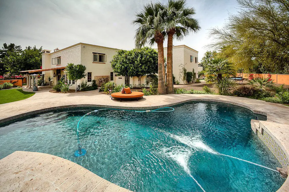pool and backview of home