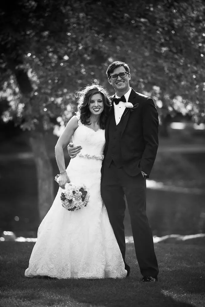 full length of the bride and groom
