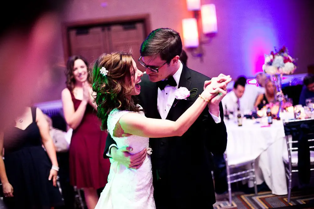 bride and groom dancing at the wedding
