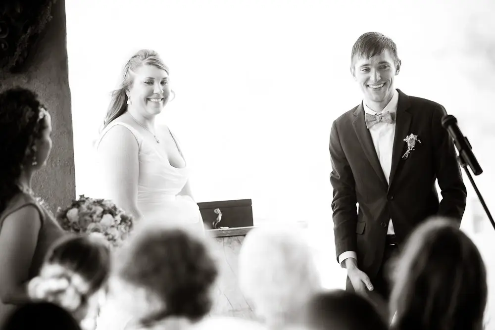 smiling during the ceremony