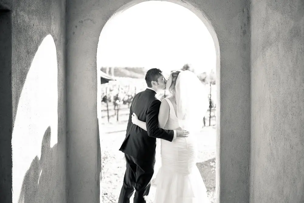 kissing after just being married