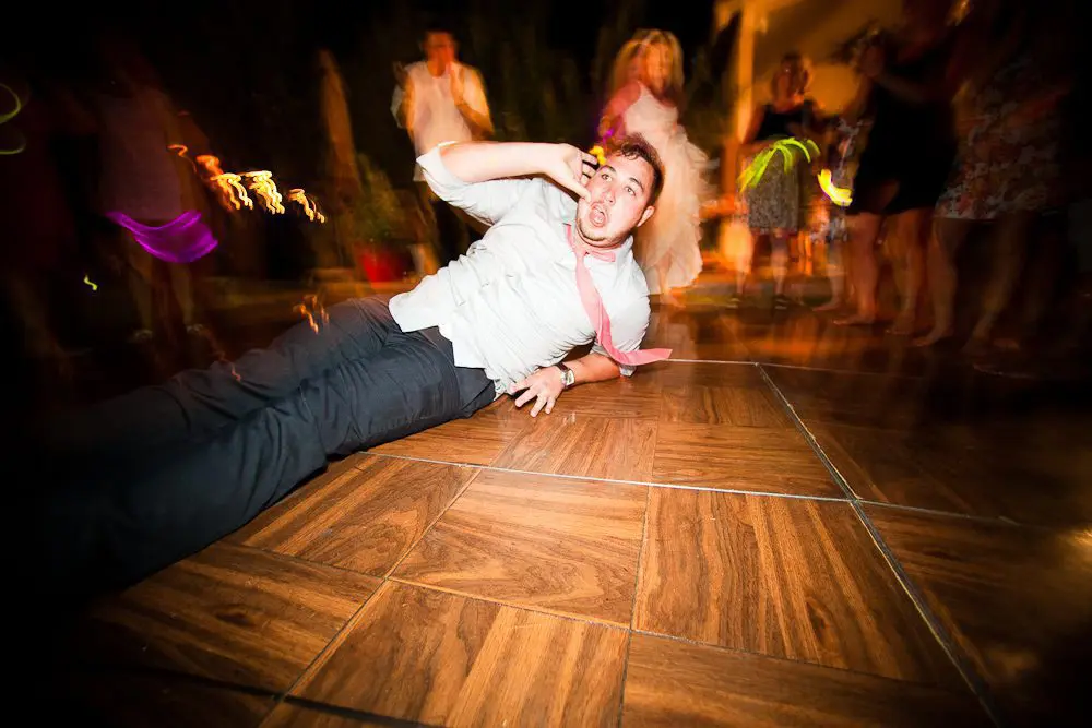 break dancing at the wedding