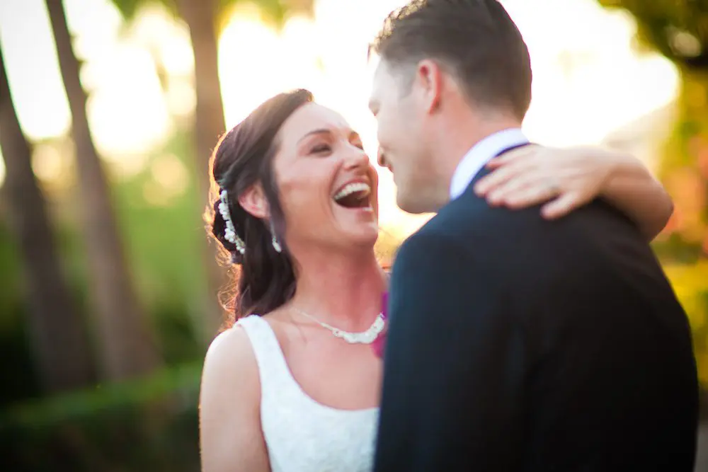 the bride laughing