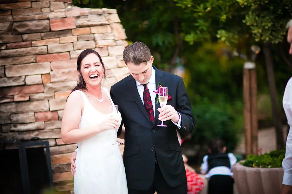 laughing during the toast